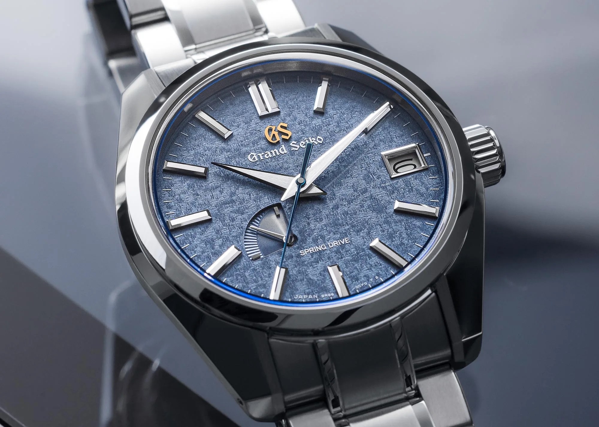 grand seiko watch with blue dial